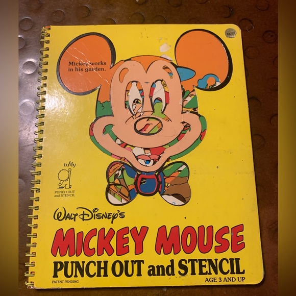 Walt Disney's Mickey Mouse Punch Out Stencil Spiral Books 1988 VTGWalt - Picture 1 of 10